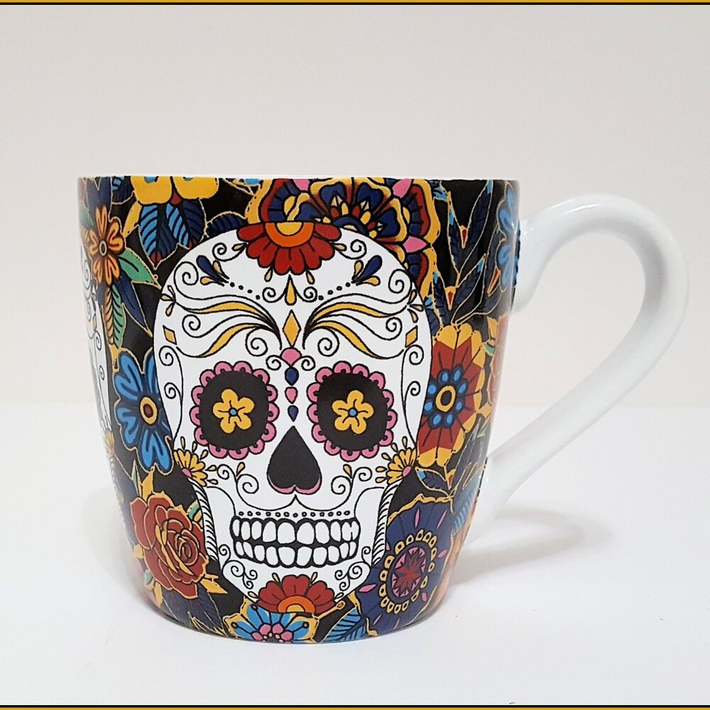 NEW RARE Williams Sonoma Halloween Day of the Dead Mug 14.75 OZ Porcelain